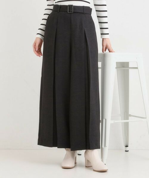 SHOO・LA・RUE / シューラルー パンツ | 【着丈選べる/S-LL】大人のきれいめスタイルに ベルト付きワイドパンツ(ブラック(019))