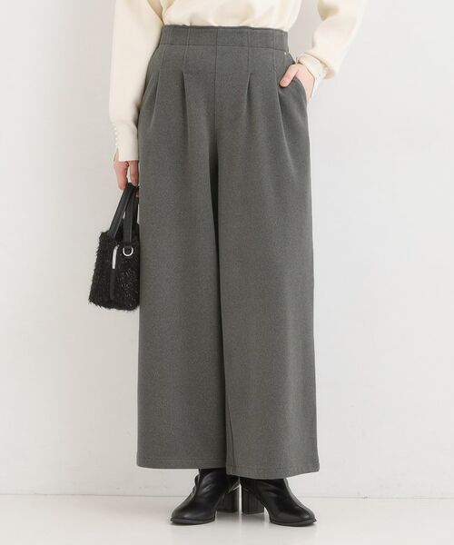 SHOO・LA・RUE / シューラルー ショート・ハーフ・半端丈パンツ | 【着丈選べる】あったかもちもちワイドパンツ(チャコールグレー(014))