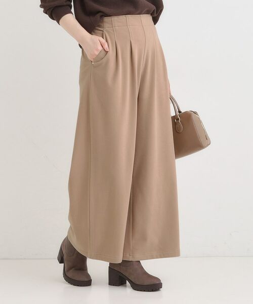 SHOO・LA・RUE / シューラルー ショート・ハーフ・半端丈パンツ | 【着丈選べる】あったかもちもちワイドパンツ(モカブラウン(042))