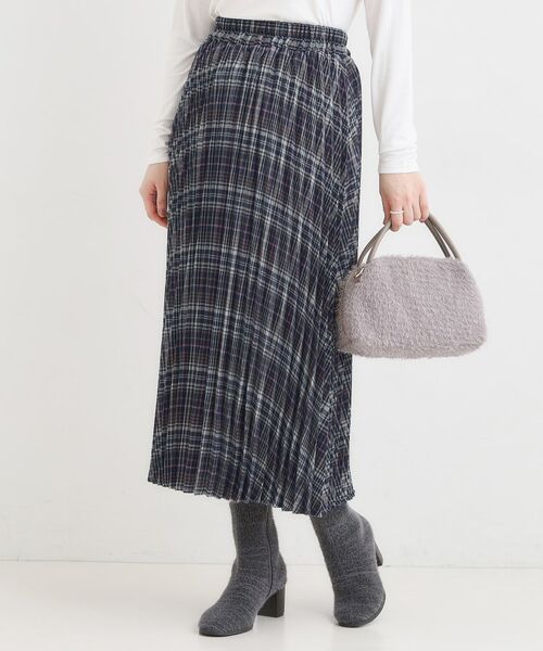 SHOO・LA・RUE / シューラルー ロング・マキシ丈スカート | チェックプリーツスカート(ネイビー(294))
