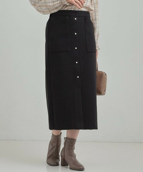 SHOO・LA・RUE / シューラルー スカート | 【S-LL/あったか】すらりときれい見え ベイカー風ナロースカート(ブラック(019))