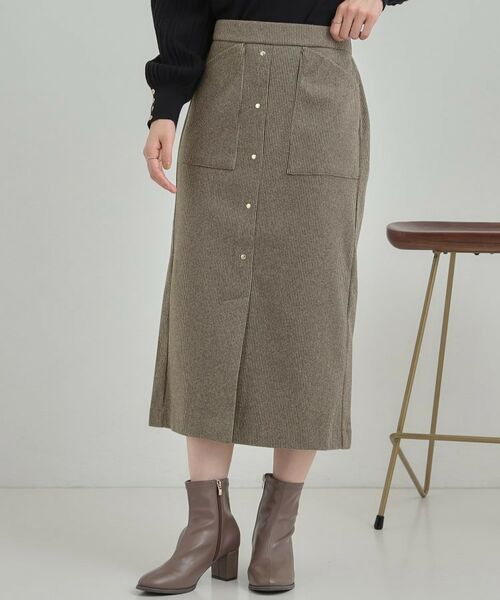 SHOO・LA・RUE / シューラルー スカート | 【S-LL/あったか】すらりときれい見え ベイカー風ナロースカート(ブラウン(243))