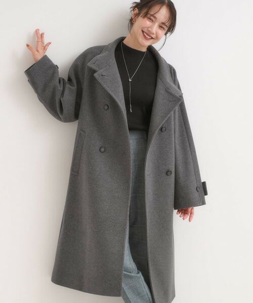 SHOO・LA・RUE / シューラルー その他アウター | 【S-LL】大人のきれいめスタイルに ウール調スタンドロングコート(チャコールグレー(014))