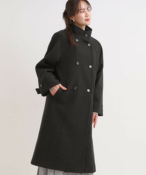 SHOO・LA・RUE / シューラルー その他アウター | 【S-LL】大人のきれいめスタイルに ウール調スタンドロングコート(ブラック(019))