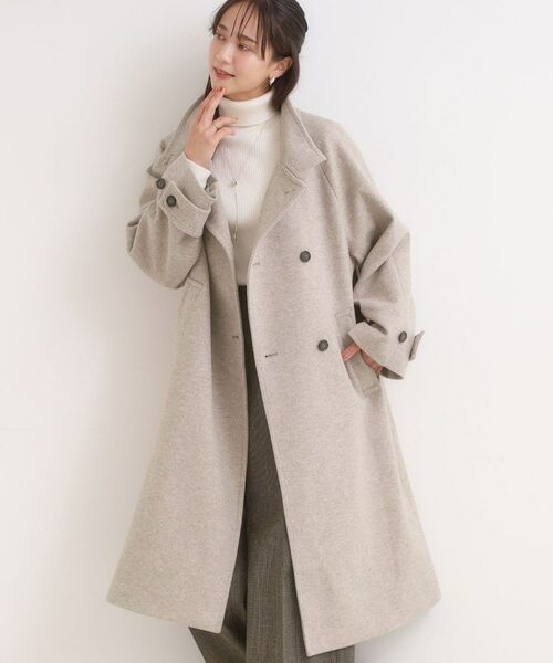 SHOO・LA・RUE / シューラルー その他アウター | 【S-LL】大人のきれいめスタイルに ウール調スタンドロングコート(ベージュ(052))
