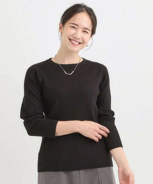 SHOO・LA・RUE / シューラルー ニット・セーター | 【絶妙なゆるピタ/洗濯機可】ちくちくしにくい リブクルーネックやわらかニット【CIRCRIC】 | 詳細1