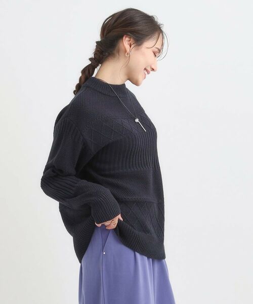 SHOO・LA・RUE / シューラルー ニット・セーター | 【洗濯機可/毛玉レス/S-LL】ミックスケーブル柄ニット | 詳細14