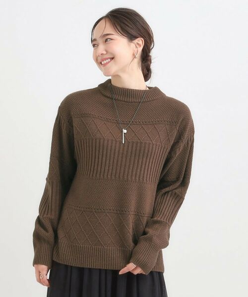 SHOO・LA・RUE / シューラルー ニット・セーター | 【洗濯機可/毛玉レス/S-LL】ミックスケーブル柄ニット | 詳細5