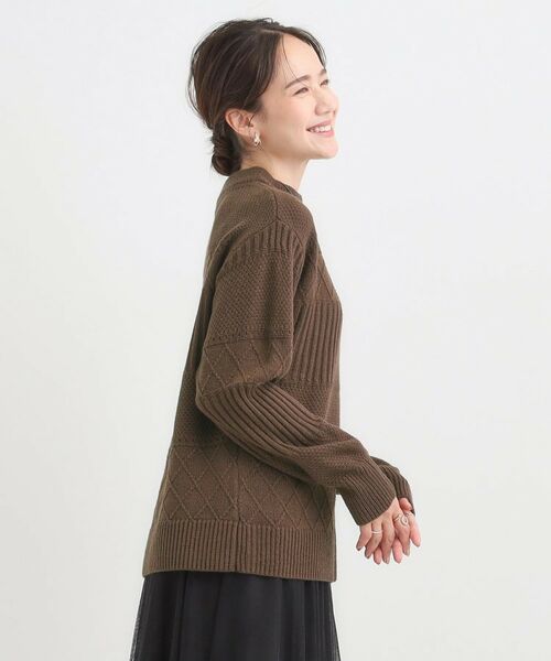 SHOO・LA・RUE / シューラルー ニット・セーター | 【洗濯機可/毛玉レス/S-LL】ミックスケーブル柄ニット | 詳細6