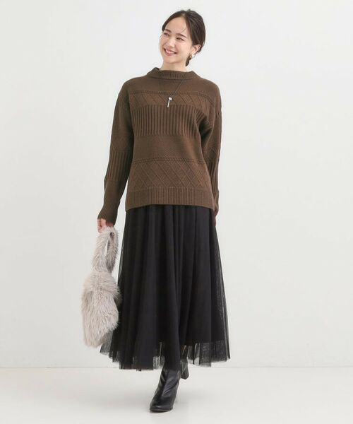 SHOO・LA・RUE / シューラルー ニット・セーター | 【洗濯機可/毛玉レス/S-LL】ミックスケーブル柄ニット | 詳細7