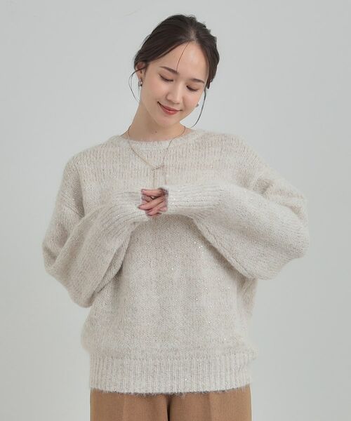 SHOO・LA・RUE / シューラルー ニット・セーター | 【洗濯機可/S-LL】上品にキラリと華やぐ スパンコールニット | 詳細1
