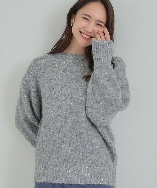 SHOO・LA・RUE / シューラルー ニット・セーター | 【洗濯機可/S-LL】上品にキラリと華やぐ スパンコールニット(グレー(012))