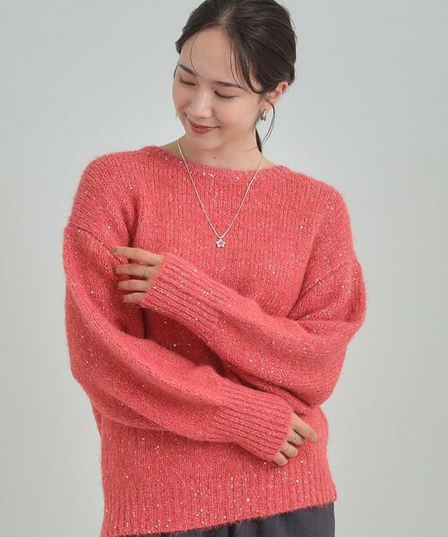 SHOO・LA・RUE / シューラルー ニット・セーター | 【洗濯機可/S-LL】上品にキラリと華やぐ スパンコールニット(ピンク(073))