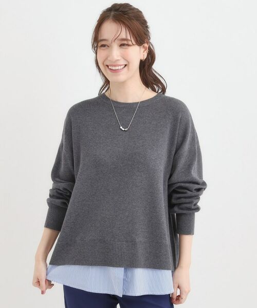 SHOO・LA・RUE / シューラルー ニット・セーター | 【洗濯機可/毛玉になりにくい】一枚で簡単こなれ見え 裾フェイクレイヤード風ニット | 詳細1