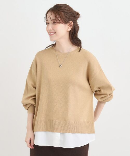 SHOO・LA・RUE / シューラルー ニット・セーター | 【洗濯機可/毛玉になりにくい】一枚で簡単こなれ見え 裾フェイクレイヤード風ニット | 詳細13