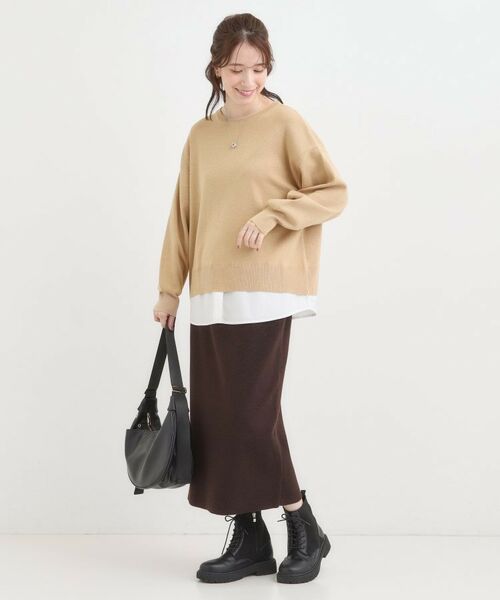 SHOO・LA・RUE / シューラルー ニット・セーター | 【洗濯機可/毛玉になりにくい】一枚で簡単こなれ見え 裾フェイクレイヤード風ニット | 詳細15