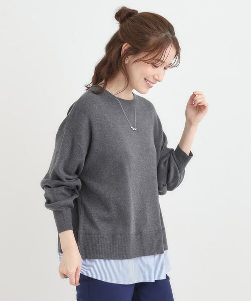 SHOO・LA・RUE / シューラルー ニット・セーター | 【洗濯機可/毛玉になりにくい】一枚で簡単こなれ見え 裾フェイクレイヤード風ニット | 詳細2