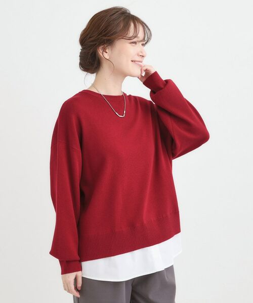 SHOO・LA・RUE / シューラルー ニット・セーター | 【洗濯機可/毛玉になりにくい】一枚で簡単こなれ見え 裾フェイクレイヤード風ニット | 詳細5