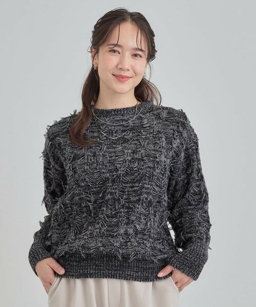 SHOO・LA・RUE / シューラルー ニット・セーター | 【S-LL】ゆるシルエットがこなれ見え フリンジニット | 詳細5