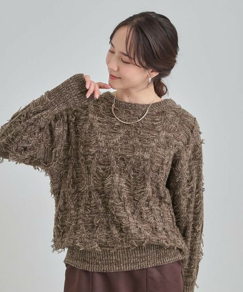 SHOO・LA・RUE / シューラルー ニット・セーター | 【S-LL】ゆるシルエットがこなれ見え フリンジニット | 詳細9