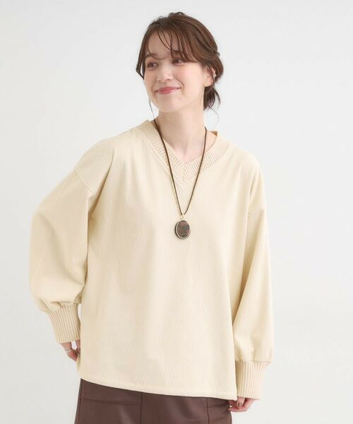 SHOO・LA・RUE / シューラルー カットソー | ニットリブコーデュロイトップス | 詳細1