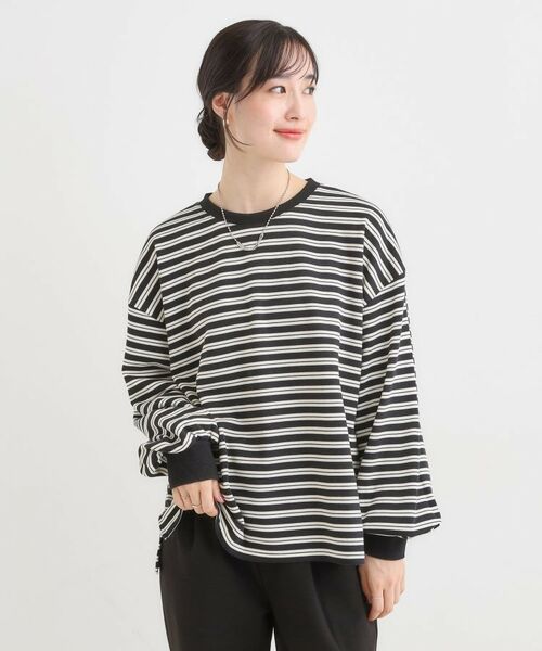 SHOO・LA・RUE / シューラルー カットソー | 【S-LL/洗濯機可】マルチボーダー ミニ裏毛トップス | 詳細1