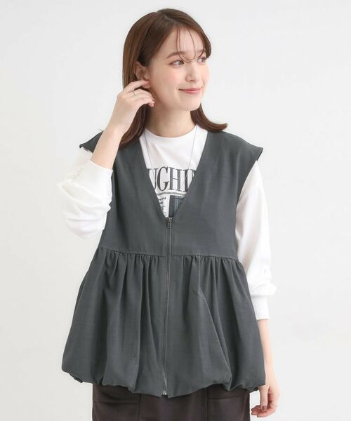 SHOO・LA・RUE / シューラルー ベスト | 美シルエットが大人かわいい 裾バルーンシルエットジレ | 詳細1