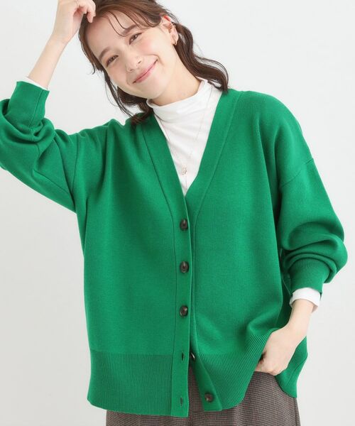 SHOO・LA・RUE / シューラルー カーディガン・ボレロ | 【洗える/毛玉レス】表面がきれいなVネックカーディガン(グリーン(022))