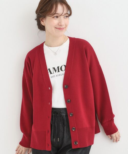 SHOO・LA・RUE / シューラルー カーディガン・ボレロ | 【洗える/毛玉レス】表面がきれいなVネックカーディガン(レッド(063))