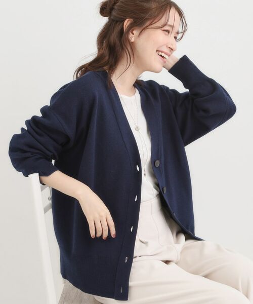 SHOO・LA・RUE / シューラルー カーディガン・ボレロ | 【洗える/毛玉レス】表面がきれいなVネックカーディガン(ネイビー(094))