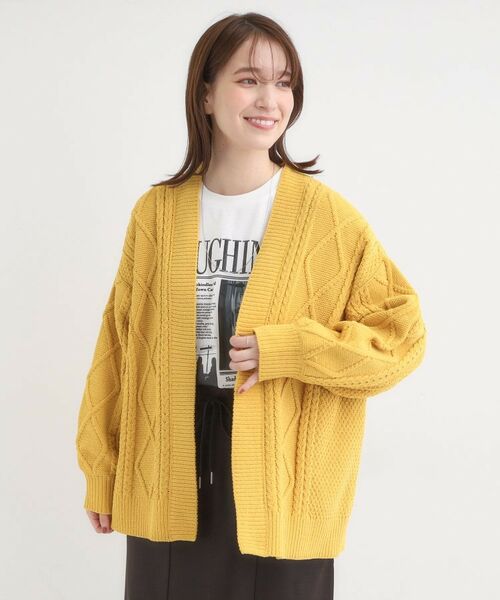 SHOO・LA・RUE / シューラルー カーディガン・ボレロ | 【洗濯機可/S-LL】大人の抜け感 ざっくり編み モールケーブルカーディガン【CIRCRIC】 | 詳細5