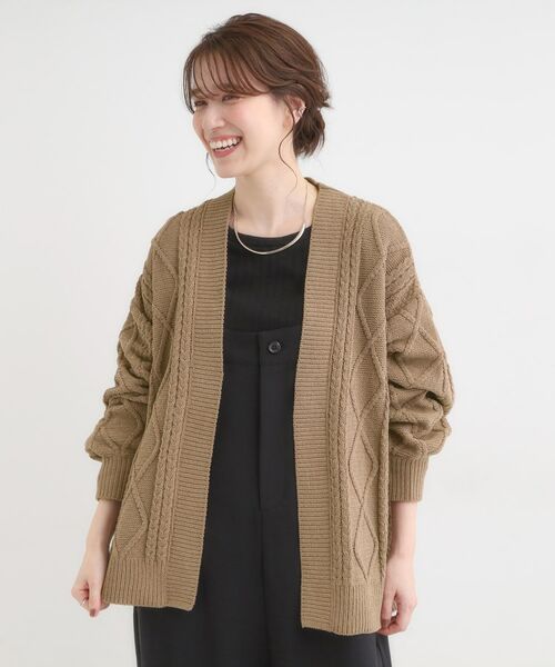 SHOO・LA・RUE / シューラルー カーディガン・ボレロ | 【洗濯機可/S-LL】大人の抜け感 ざっくり編み モールケーブルカーディガン【CIRCRIC】 | 詳細9