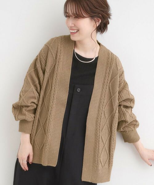 SHOO・LA・RUE / シューラルー カーディガン・ボレロ | 【洗濯機可/S-LL】大人の抜け感 ざっくり編み モールケーブルカーディガン【CIRCRIC】(モカブラウン(042))
