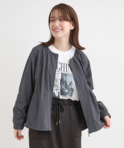 SHOO・LA・RUE / シューラルー レザーブルゾン・ジャケット | ノーカラータックデザインメモリーブルゾン | 詳細1