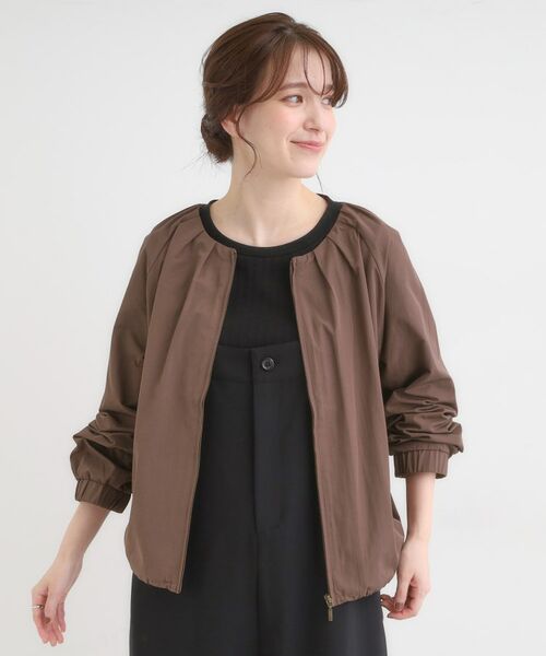 SHOO・LA・RUE / シューラルー レザーブルゾン・ジャケット | ノーカラータックデザインメモリーブルゾン | 詳細5