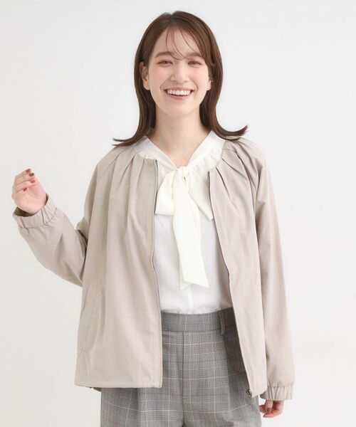 SHOO・LA・RUE / シューラルー レザーブルゾン・ジャケット | ノーカラータックデザインメモリーブルゾン | 詳細9