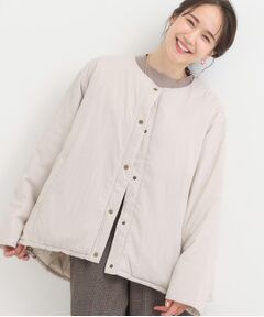 SHOO・LA・RUE / シューラルー レザーブルゾン・ジャケット | 【洗濯機可/撥水/S-LL】リバーシブル ノーカラー中綿ブルゾン