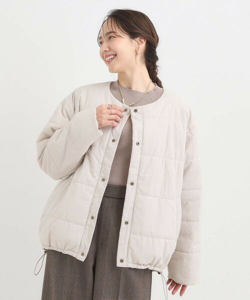 SHOO・LA・RUE / シューラルー レザーブルゾン・ジャケット | 【洗濯機可/撥水/S-LL】リバーシブル ノーカラー中綿ブルゾン | 詳細15