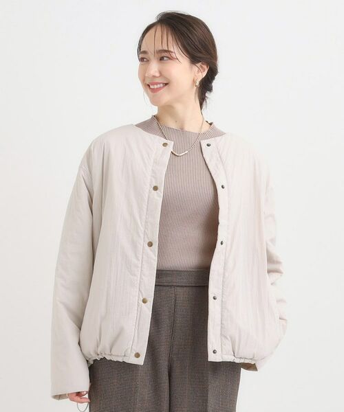 SHOO・LA・RUE / シューラルー レザーブルゾン・ジャケット | 【洗濯機可/撥水/S-LL】リバーシブル ノーカラー中綿ブルゾン | 詳細18