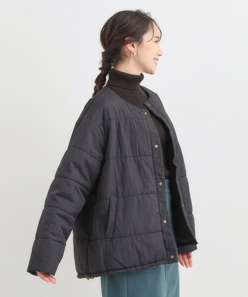 SHOO・LA・RUE / シューラルー レザーブルゾン・ジャケット | 【洗濯機可/撥水/S-LL】リバーシブル ノーカラー中綿ブルゾン | 詳細2