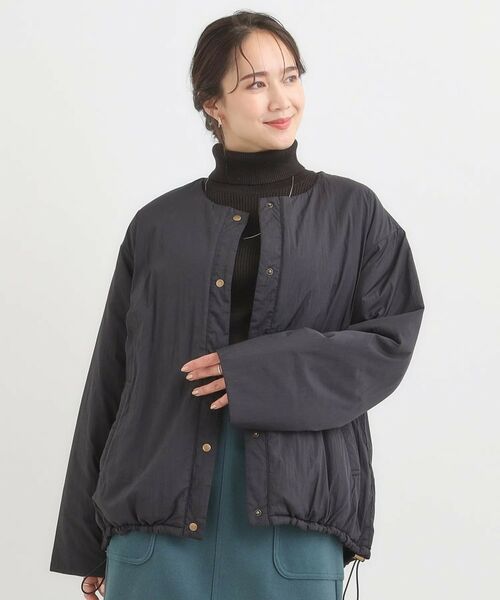 SHOO・LA・RUE / シューラルー レザーブルゾン・ジャケット | 【洗濯機可/撥水/S-LL】リバーシブル ノーカラー中綿ブルゾン | 詳細4