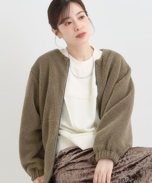 SHOO・LA・RUE / シューラルー レザーブルゾン・ジャケット | 【洗濯機可/S-LL】即サマになる ボアノーカラーブルゾン(モカブラウン(042))