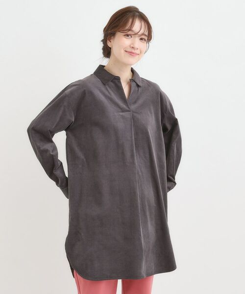 SHOO・LA・RUE / シューラルー チュニック | 【洗濯機可/S-LL】すっきり見えにこだわった コーデュロイチュニックワンピース | 詳細1