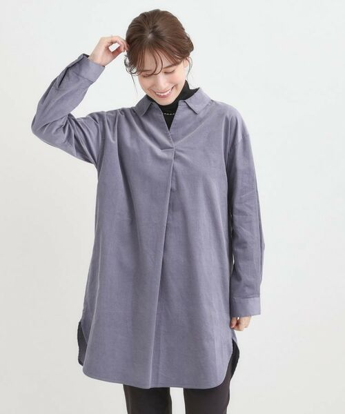 SHOO・LA・RUE / シューラルー チュニック | 【洗濯機可/S-LL】すっきり見えにこだわった コーデュロイチュニックワンピース | 詳細13