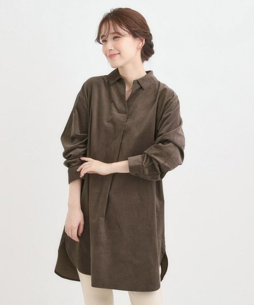 SHOO・LA・RUE / シューラルー チュニック | 【洗濯機可/S-LL】すっきり見えにこだわった コーデュロイチュニックワンピース | 詳細5