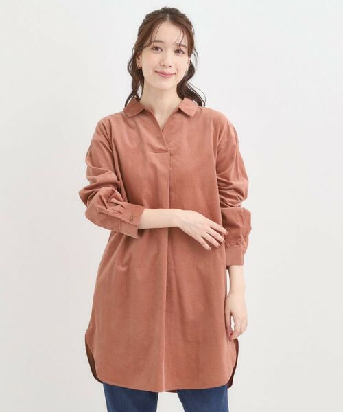 SHOO・LA・RUE / シューラルー チュニック | 【洗濯機可/S-LL】すっきり見えにこだわった コーデュロイチュニックワンピース | 詳細9