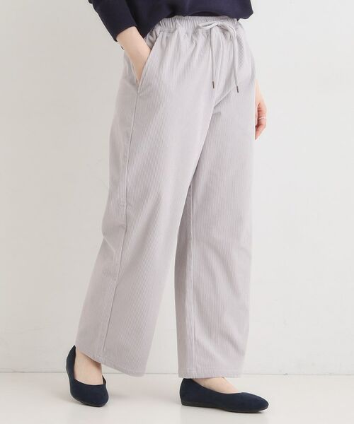 SHOO・LA・RUE / シューラルー パンツ | 【S-LL/洗濯機可/裏起毛】あったかコーデュロイ ワイドパンツ(グレー(012))