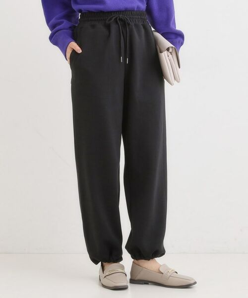 SHOO・LA・RUE / シューラルー パンツ | ダブルフェイス 裾ドロスト スウェットパンツ(ブラック(019))
