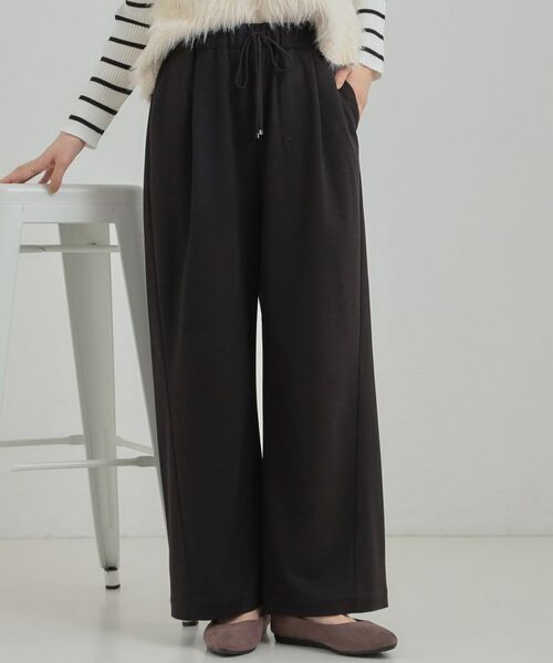 SHOO・LA・RUE / シューラルー パンツ | 【あったか】ワイドイージーパンツ(ブラック(019))
