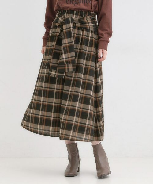 SHOO・LA・RUE / シューラルー ロング・マキシ丈スカート | 【S-LL／2WAY】取り外しのできる シャツ腰巻パーツつきチェック柄スカート | 詳細1